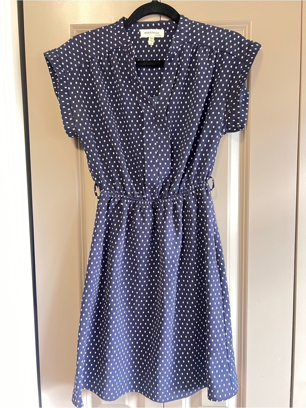 Monteau Navy & White Printed Dress – Women’s Small